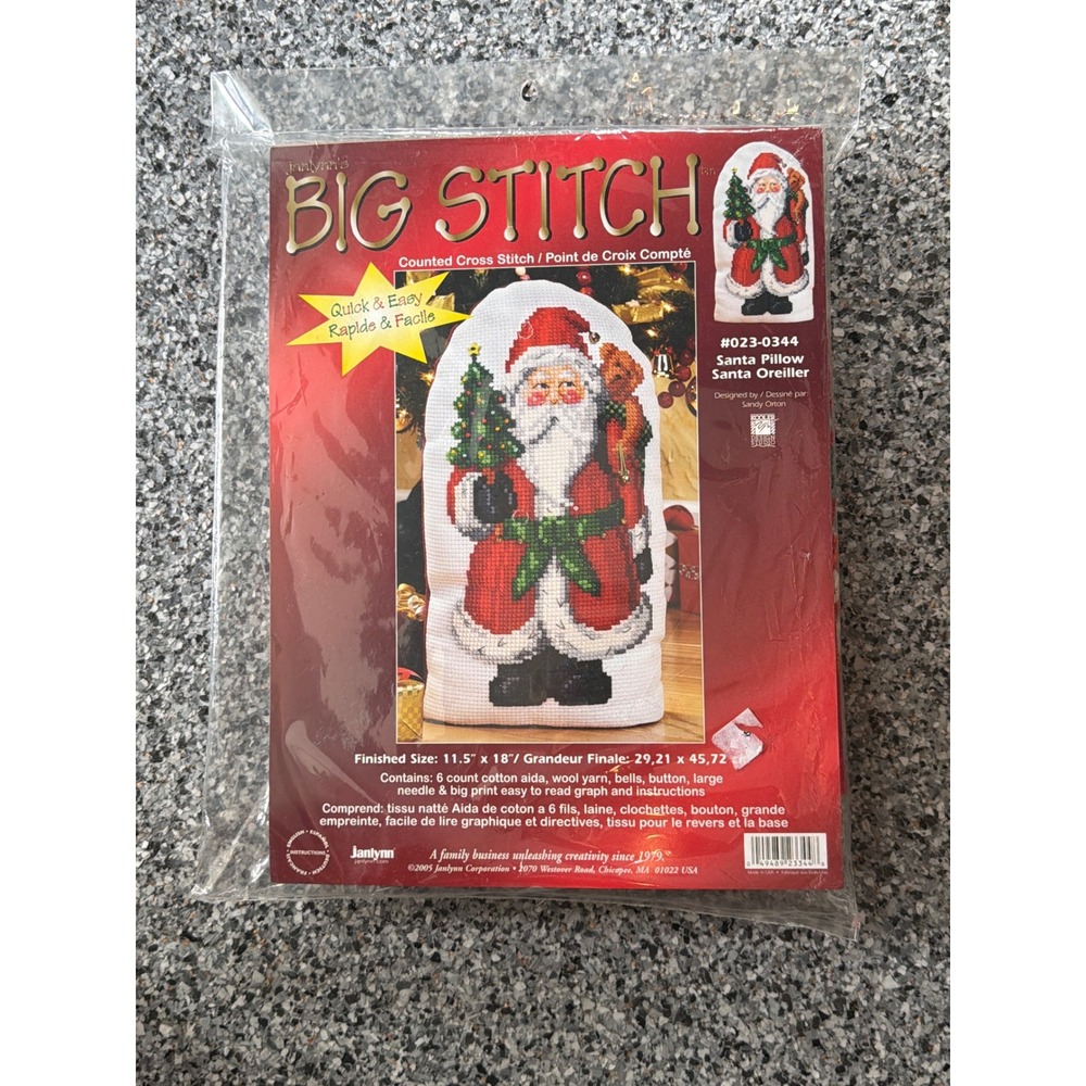 Janlynn Big Stitch Santa Pillow Counted Cross Stitch Kit 023-0344 Orton NEW